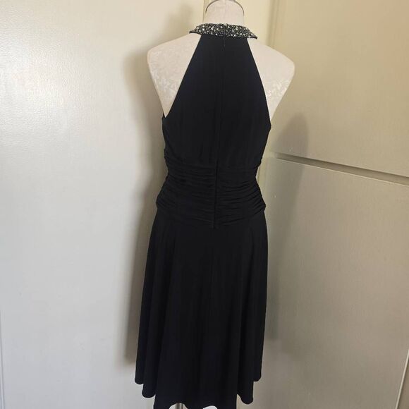 Cachet Vtg. Blk Ruched Waist, Sequin Neck Halter Dress, A Line Skirt, NWT, SZ.10 - Picture 9 of 9